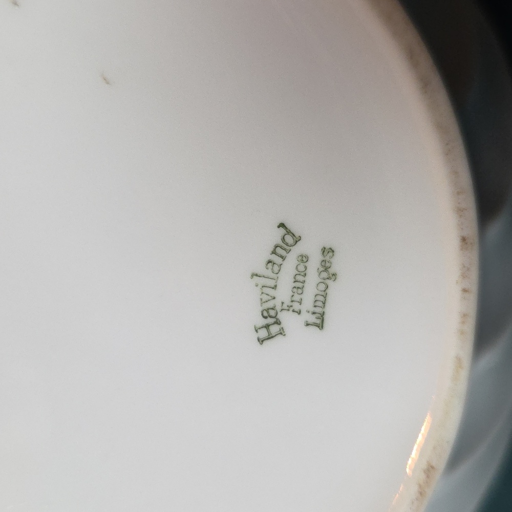 Haviland White Ceramic Teapot with Green Floral Motif - Picture 6 of 7